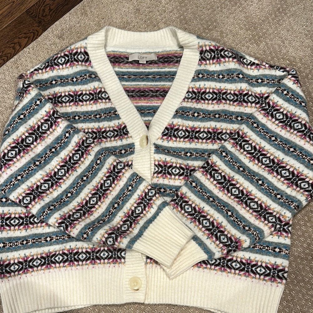 Loft Women's Multicolor Patterned Sweater